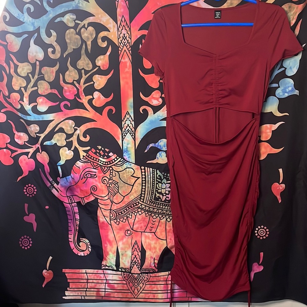 Mini dress with cutout on front